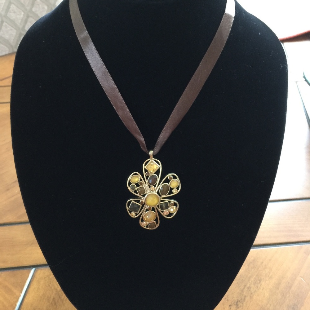 Brown Cord necklace assorted stones